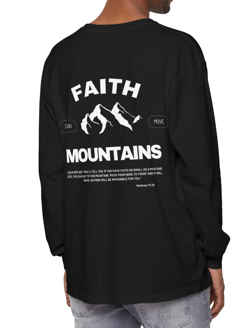 Unisex long-sleeved t-shirt - Faith can move mountains 